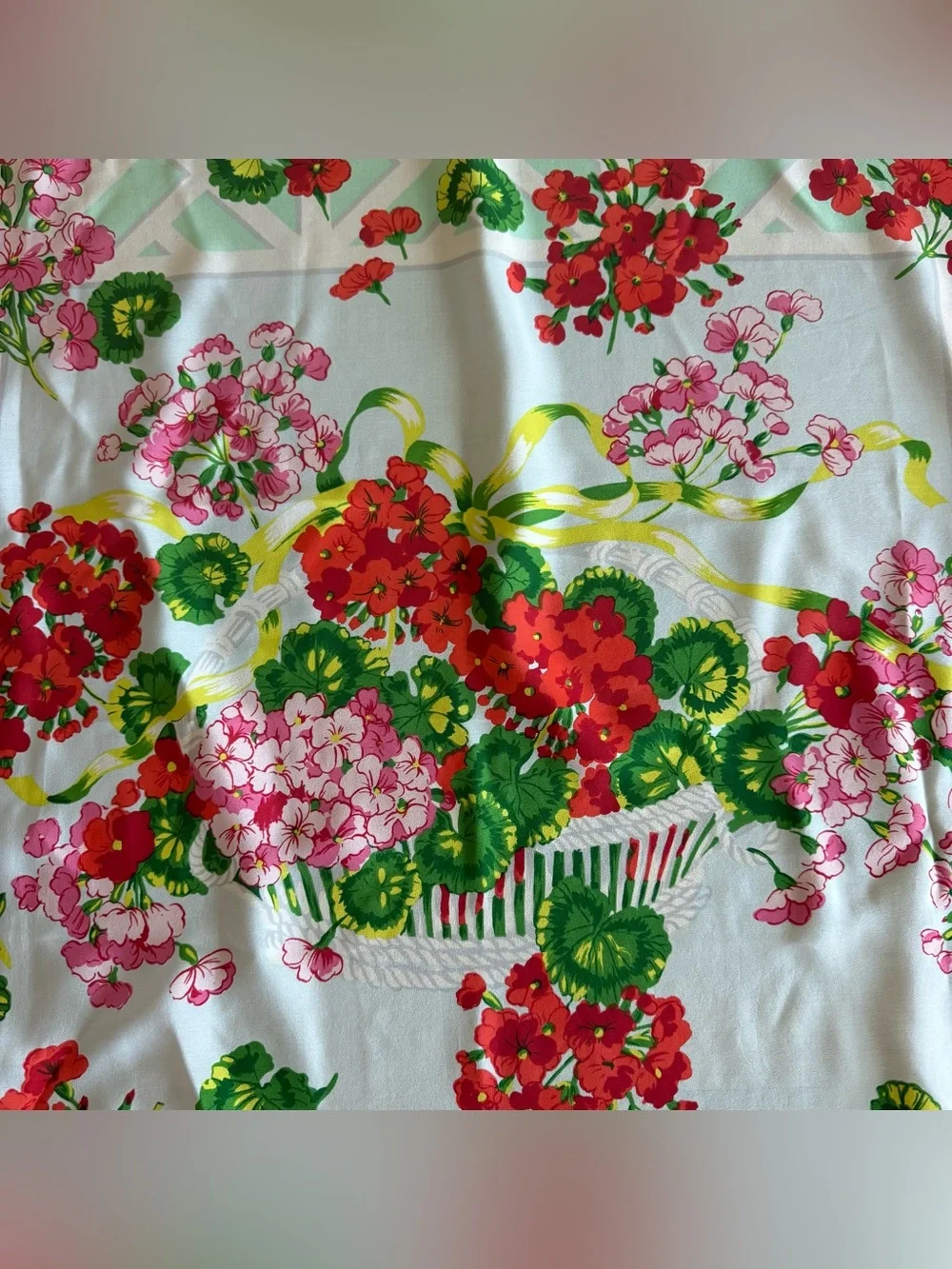 Carleton Varney for Grand Hotel 100% Silk Floral Scarf Mackinac Island Signed